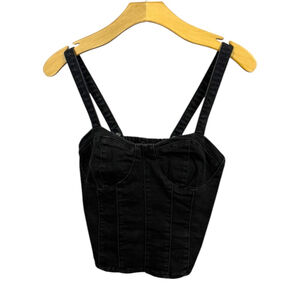 OAT NEW YORK NWT women’s black denim corset top